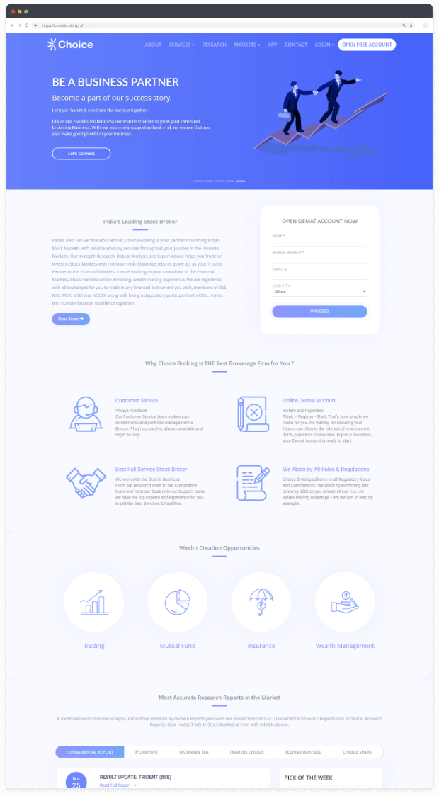 App Development for choice-broking